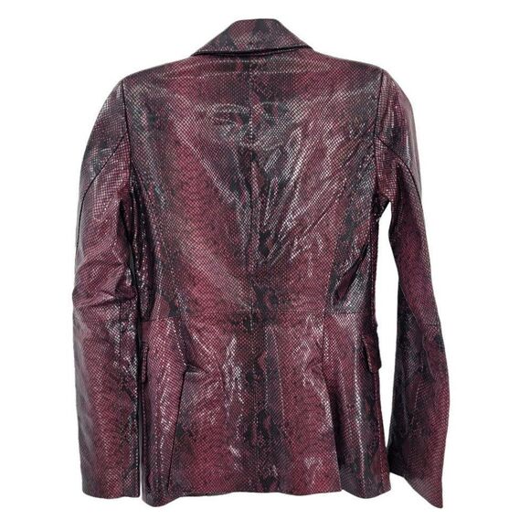 Zendaya Lambs Leather Blazer Jacket S Wine Snake 2019 Runway Limited Edition - Picture 6 of 11